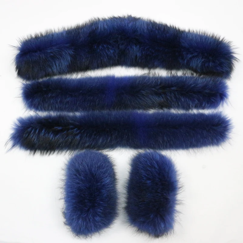 blue raccoon fur OFTBUY/; воротник из натурального меха; манжеты; большой натуральный мех енота; лисий мех; Зимняя мода - Цвет: blue raccoon fur