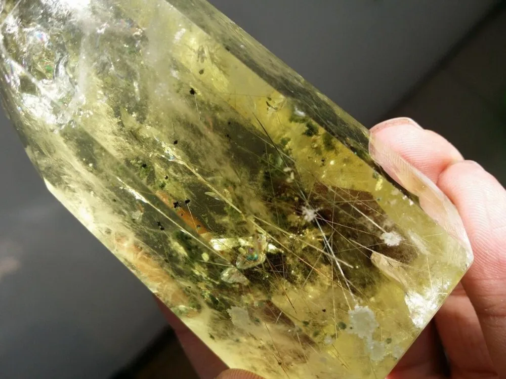 191 г натуральный цитрин кварцевый кристалл зеленый призрак + средство для