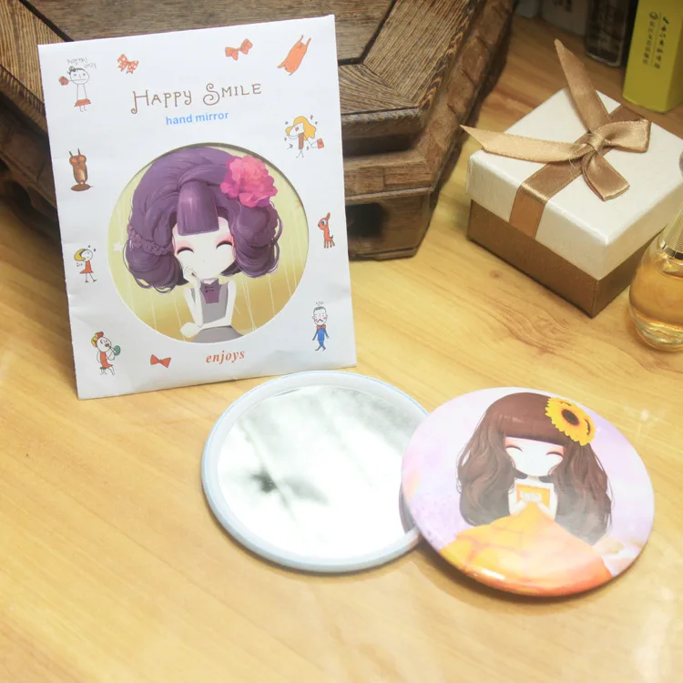 Металлическое милое и прекрасное мультяшное зеркало/портативное косметическое