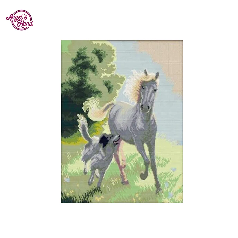 Full Square Diamond 5D DIY Painting Embroidery Cross Stitch Rhinestone dog and horse Mosaic Decor Gift | Дом и сад