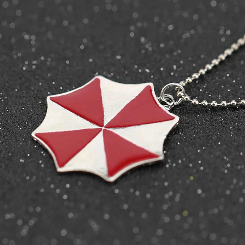 Ожерелье bioаз Alice Umbrella Corporation кулон с красной эмалью серебристого цвета модное
