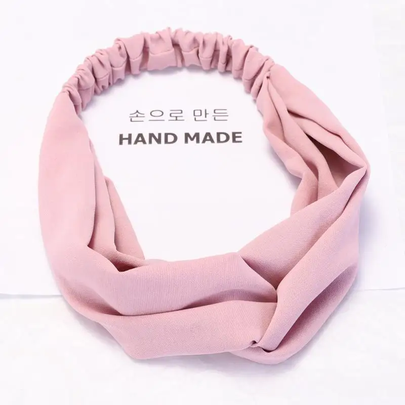 light pink 2 COKK повязки для волос для женщин Дамы корейский стиль сплошной цвет Широкий Крест повязки для волос аксессуары обруч для отдыха - Цвет: light pink 2