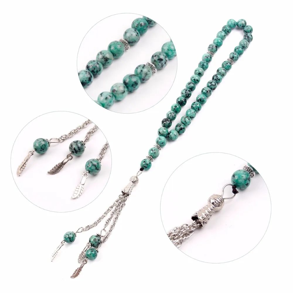 FENGRISE Хрустальный Мусульманский Tasbih Рамадан молитвенный браслет с веревкой на