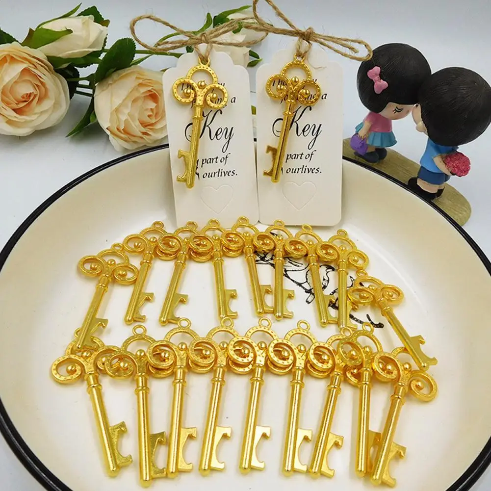Adeeing Simple Retro Key Shape Bottle Opener Pendant Multi-function Beer with Tag Cards Wedding Party Rustic Decor | Дом и сад