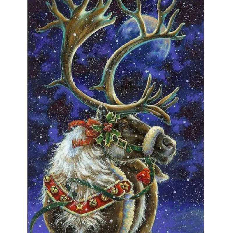 

Full Diy Square Diamond Painting Embroidered Cross Stitch Christmas Deer Christmas Gift Diamond Mosaic Needlework Art Decoration