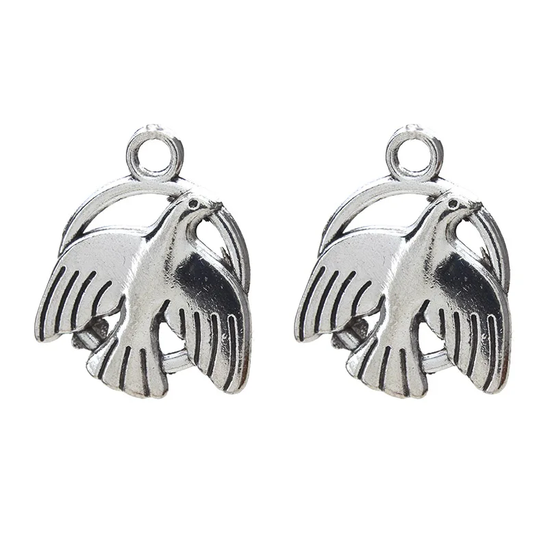 10 шт./лот браслеты с подвесками из серебряного сплава голубь мира Форма ювелирное