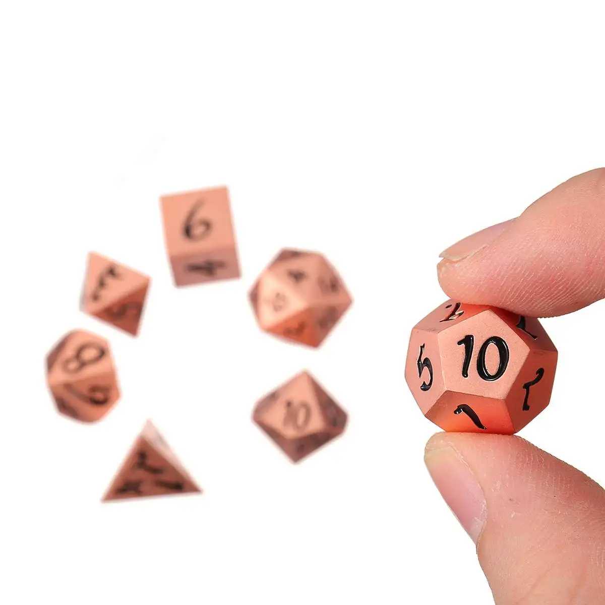 7 шт цинковые тяжелые металлические многогранные игральные кости DnD RPG комплект с черной тканевой сумкой Семейные развлекательные игровые кубики многомерные
