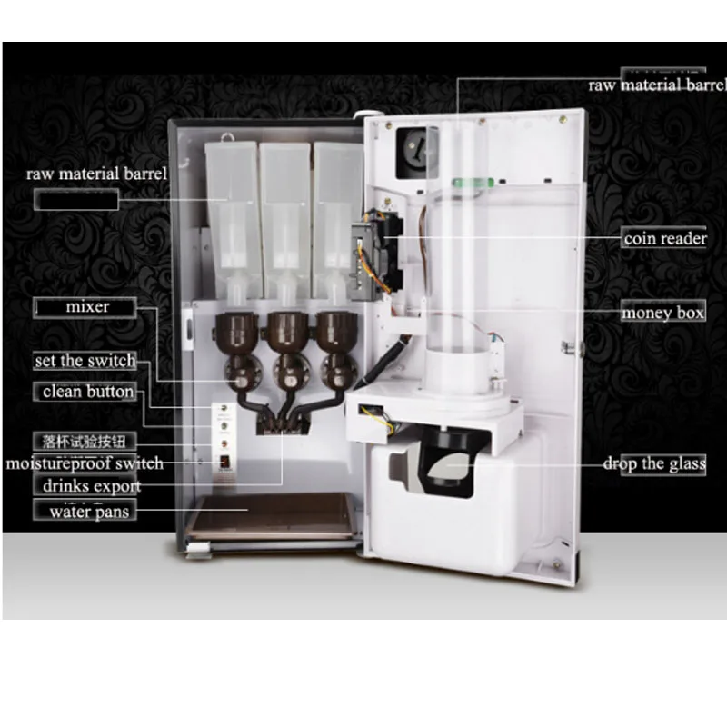 Монета работать 820 Вт Коммерческий торговый автомат для кофе цена кофейная