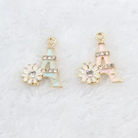 10pcslot new oil drop eiffel tower with flowerrhinestone charms for diy jewelry making braceletnecklace accessories