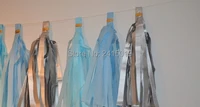 30x 14 35cm blue light blue silver tissue paper tassel garland wedding party wall hanging decorative banner bunting pom pom