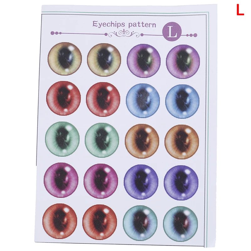 L DIY глазные фишки шаблон Blyth кукла глазные фишки бумажный узор для кукол аксессуары для глаз ученик Пастер DIY инструмент - Цвет: L