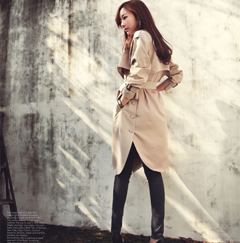 Fashion Long Trench Coat For Women Outerwear Loose Gabardina Mujer Autumn Spring Coats | Женская одежда