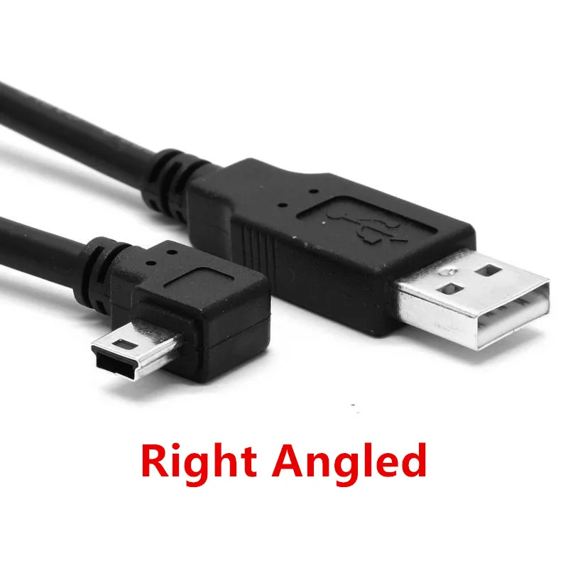 Right USB 2,0 штекер для мини-usb B Тип 5pin 90 градусов вверх и вниз и влево и вправо Угловой Мужской кабель для передачи данных 0,25 м/0,5 м/1,8 м/5 м - Цвет: Right