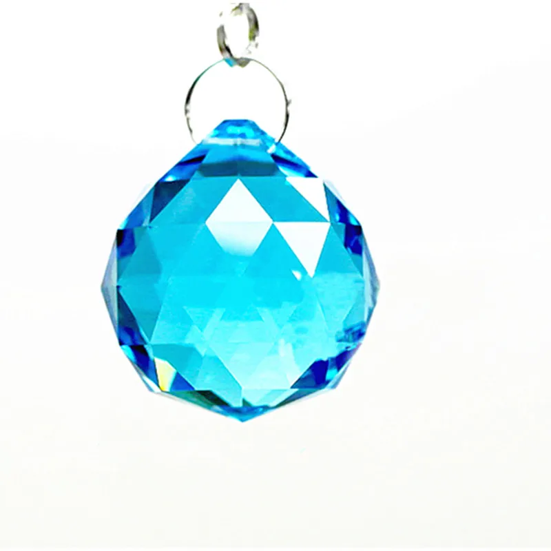 

5pcs/lot (Free rings) Faceted 30mm Multicolor Crystal Glass Chandelier Ball Suncatchers For Out door Christmas Tree Decoration