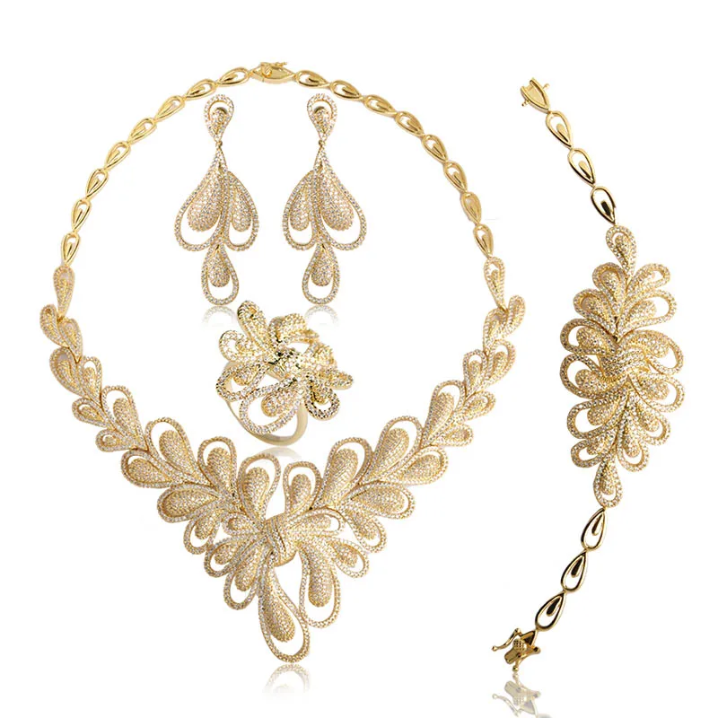 

Dazz Роскошный Бант в форме галстука колье серьги-подвески кольцо браслет набор полный кубические украшения с цирконами наборы для свадебных...