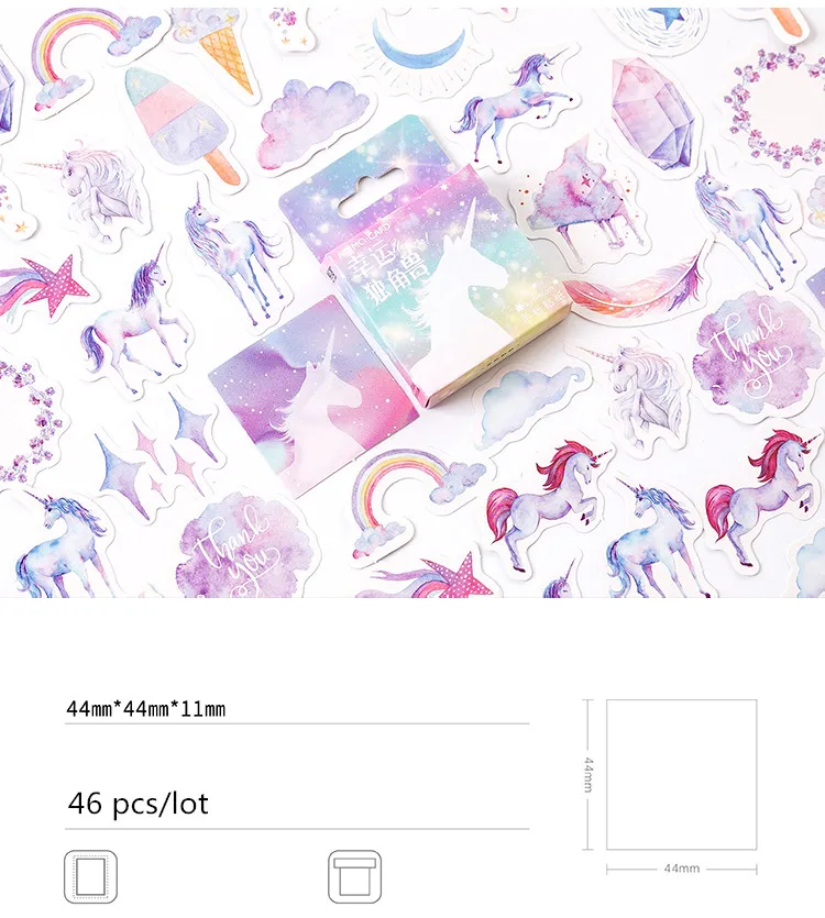46 шт./упак. DIY Kawaii Мини-наклейки единорог с принтом с кошкой для пишущих принадлежностей наклейки Скрапбукинг для украшения Фотоальбом Дневник