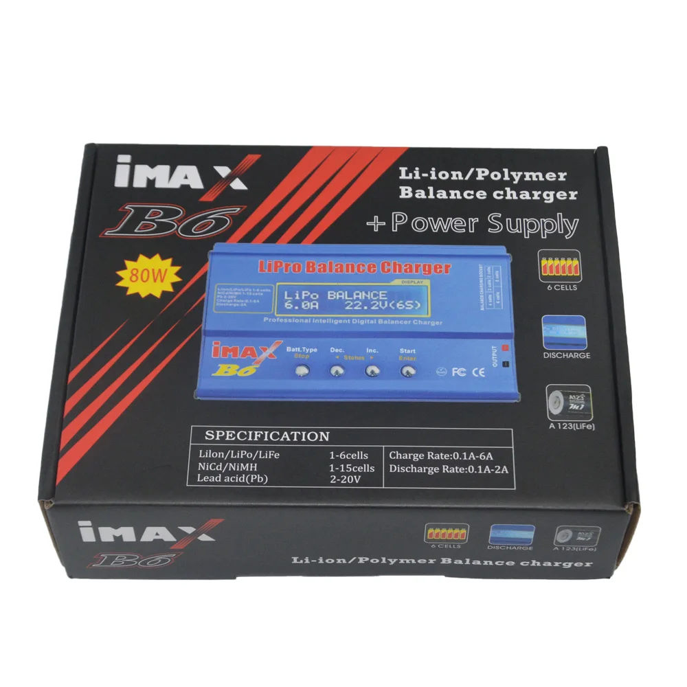 

iMAX B6 80W with AC Adapter 15V 6A Power Supply RC Lipo Battery Balance Charger Discharger 50W B6 & 12V 5A adapter Optional