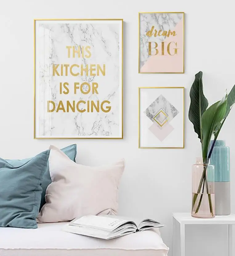 ALMUDENA без рамки мраморный узор буквы масляная краска холст художественный принт