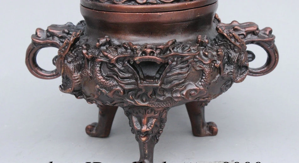 16CM Tibet Tibetan Bronze Buddhism Dragon Head Statue Incense Burner Censer | Дом и сад