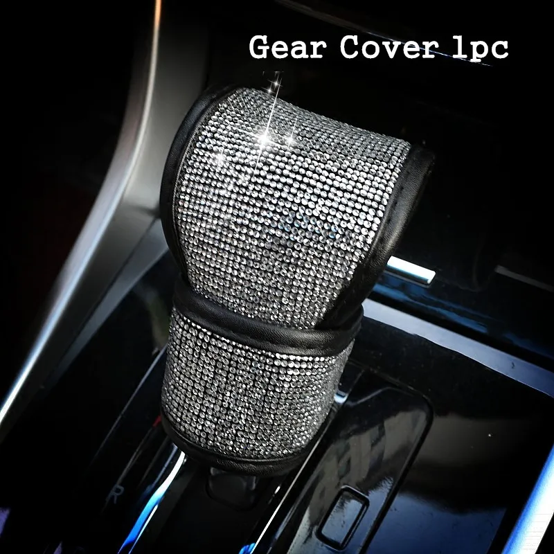 Gear Cover 1pc Ladycrystal Rhinestone переключения передач ручной тормоз переключения ремня безопасности чехол для девочек Автомобиль Стайлинг украшения интерьера аксессуары - Название цвета: Gear Cover 1pc