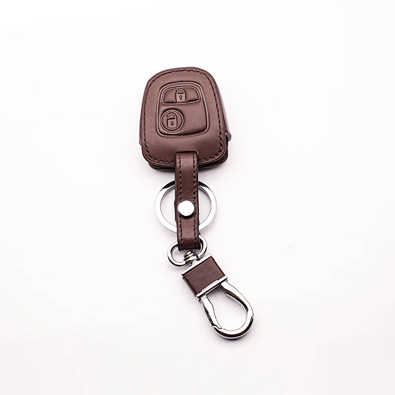Кожаный чехол для автомобильного ключа с 2 кнопками Peugeot 206 207 306 307 308 407 Citroen C2 C3 C4 C5 C6