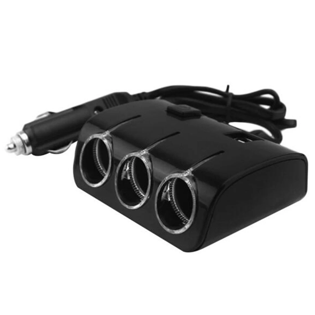 Черный Dewtreetali, 3 розетки, 120 Вт, автоприкуриватель, разветвитель, 2 USB порта, зарядное устройство, адаптер с переключателем, аксессуары для автомобиля - Название цвета: Черный