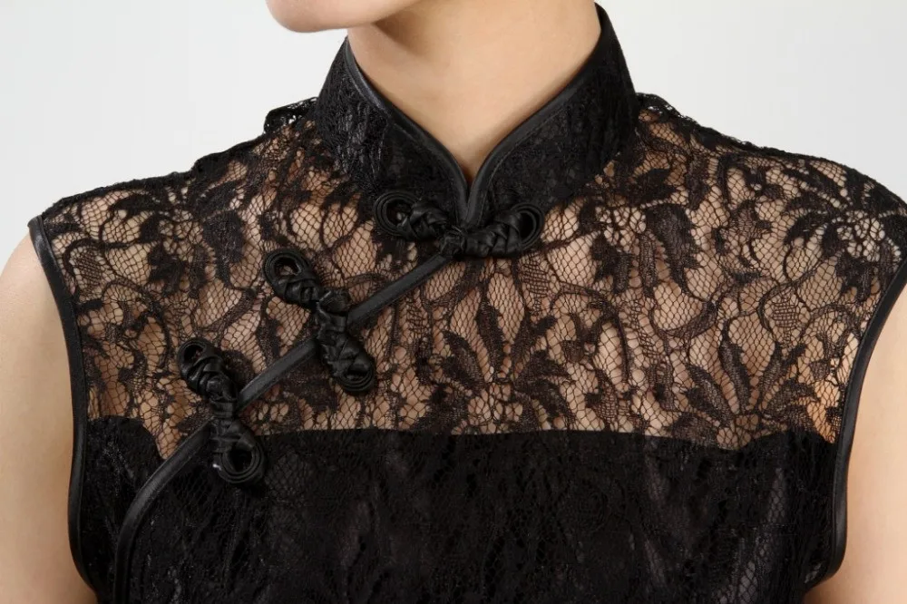 Shanghai Story cheongsam платье в традиционном китайском стиле, стильное сексуальное платье с кружевом длиной выше колена летнее черное кружевное платье qipao
