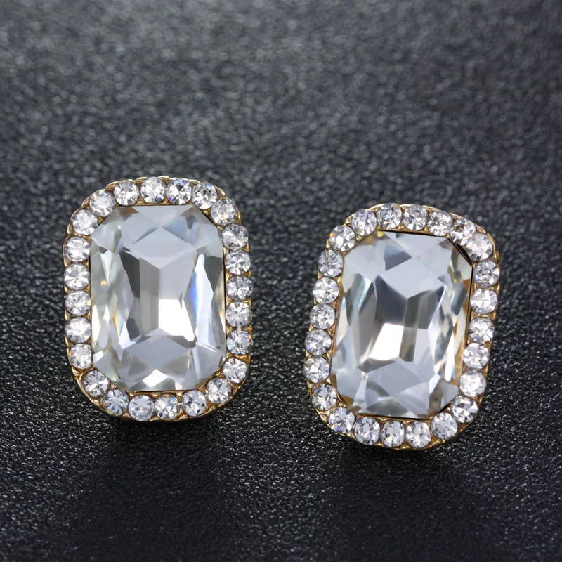 Винтажные черные квадратные серьги хрустальные маленькие гвоздики для женщин