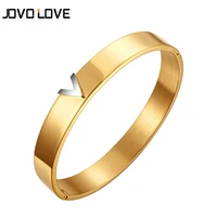 trendy v shape stainless steel bracelets bangles female love bracelet gold silver rose gold plating titanium bangles for women
