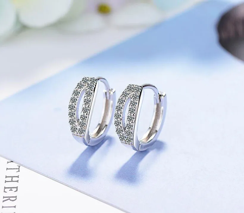 Fashion Women 925 Silver Shiny Zircon Cute Lip Circle Hoop Earring For Kids Girls Child Female Beautiful Huggies Jewelry | Украшения и