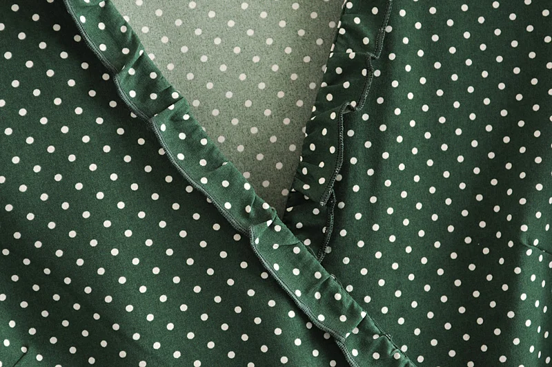 Женское платье в горошек za летнее с v-образным вырезом и поясом коротким рукавом