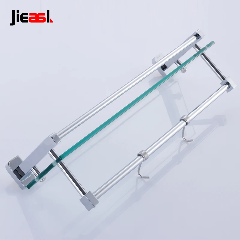 Jieshalang хромированная полка для ванной комнаты из латуни стеклянная одноярусная