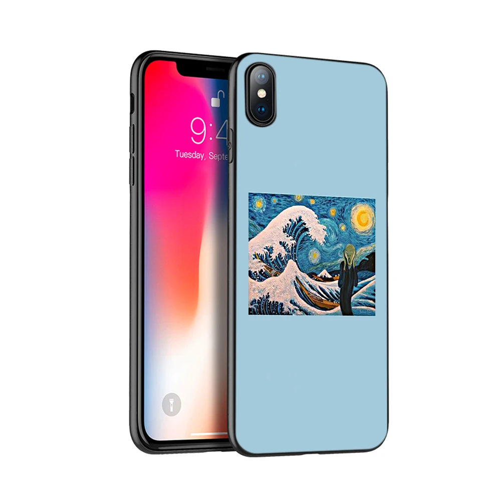 20055 Черный чехол ТПУ для iphone 5, 5s, se, 6, 6s, 7, 8 plus, x, 10, XR, XS, 11 pro, MAX, чехол, силиконовый, художественный, эстетический, Ван Гог, Мона Лиза - Цвет: 20055