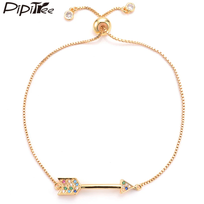 Pipitree трендовый браслет-шарма со стрелкой для женщин и мужчин цвета белого золота