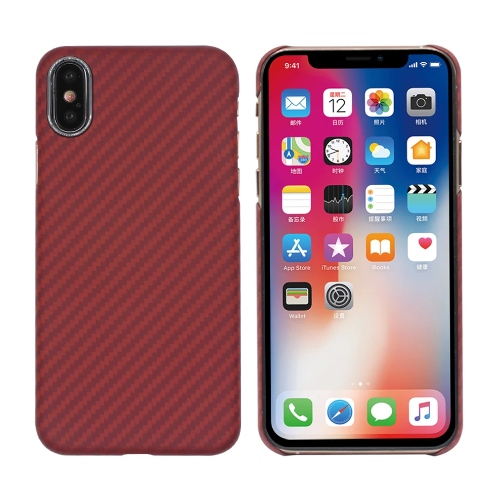 Для iPhone X Case Роскошный тонкий карбоновый чехол Защитный Телефон арамидное