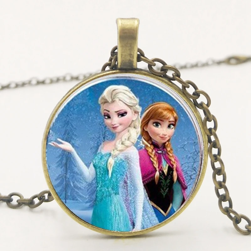 Новая подвеска с Анной подвеской Ge Elsa, ожерелье с изображением героев мультфильмов для девочек, ожерелье с драгоценными камнями, подарок для девочек, цепочка с мультяшным свитером