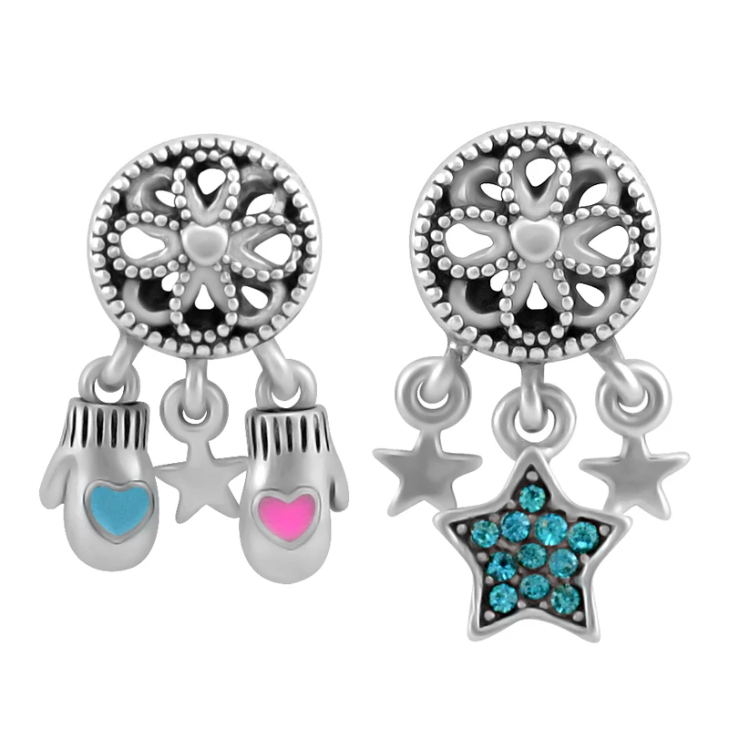 Новый дизайн подвеска сердце перчатка и Звезды Луна Подходит Пандора Подвески