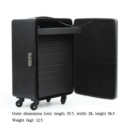 Черная тележка из искусственной кожи для ювелирных изделий или чемодана с кодовым замком