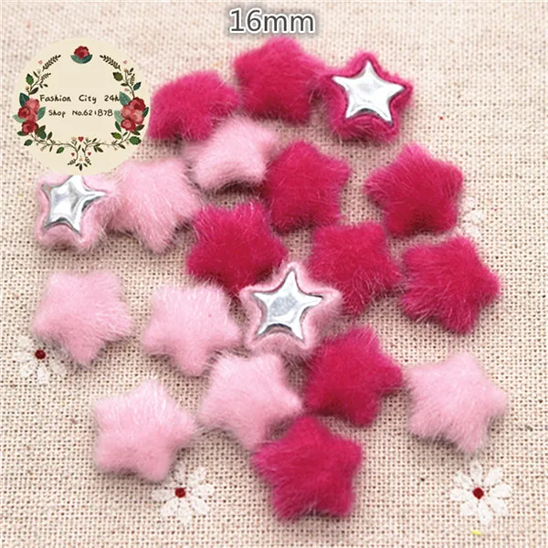 mix colors 50pcs 16 мм 50 шт. розовый/ярко-розовый волосатые бархат Ткань обтянутый звезда кнопку Flatback DIY украшения Пуговицы Скрапбукинг, bk1052 - Цвет: mix colors 50pcs
