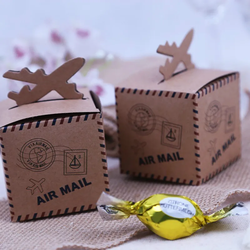 50 шт крафт-бумага Самолет конфетная коробка свадебные путешествия тема
