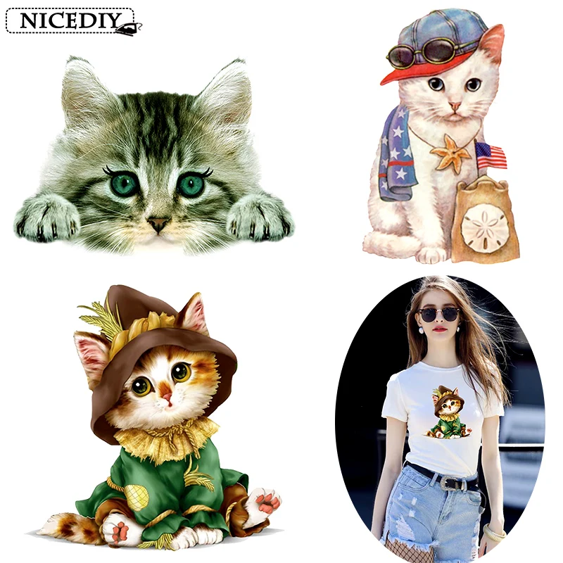 Nicediy мультфильм Кот патчи на одежду приклеенные железные частички для одежды
