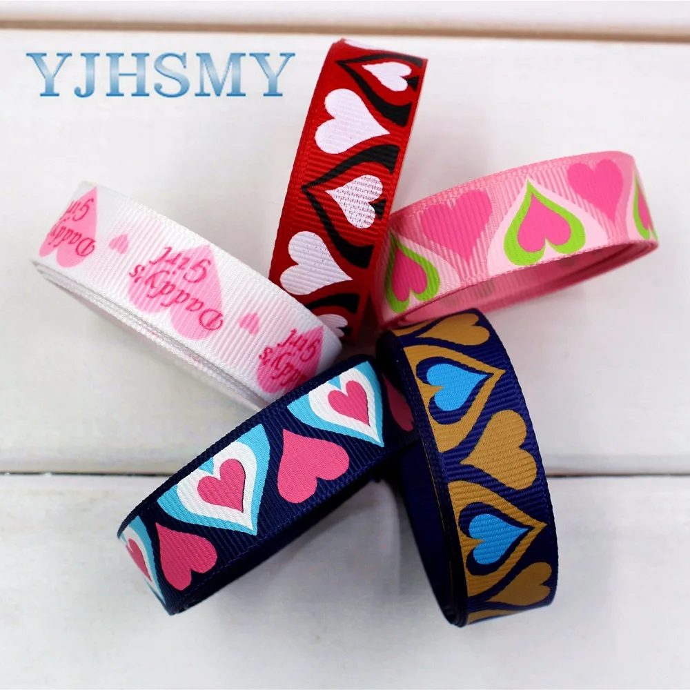 YJHSMY H-17420-1360, 16 мм 10 ярдов сердце печатных корсажные ленты, DIY ручной работы аксессуары для волос материал свадебный подарок обертывание