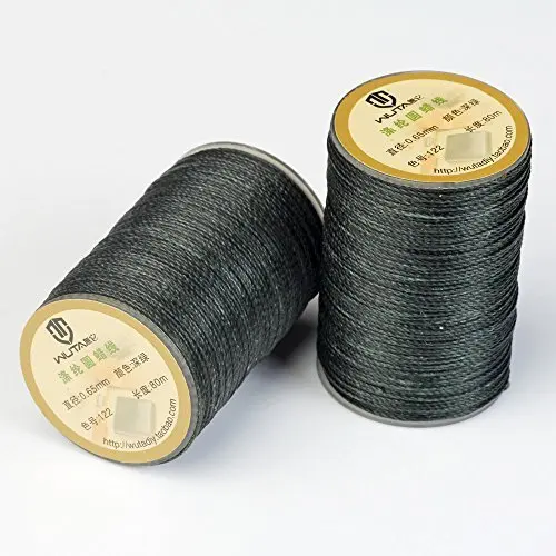 Drak Green-1spool WUTA, 0,65 мм, вощеная нить, полиэстер, 23 Цвета, ручной шнур для шитья, кожевенные инструменты, 3 нити, скрученные вместе/не легко разлетаться - Цвет: Drak Green-1spool