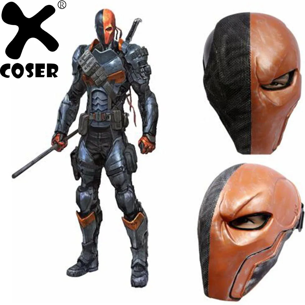 XCOSER Deathstroke маска для лица Бэтмен Аркхэм полуголова шлем реквизит косплея на