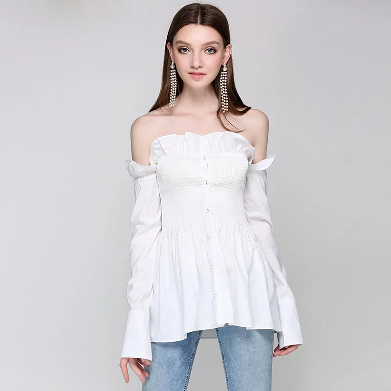 2017 Для женщин Рубашки для мальчиков с открытыми плечами Блузки малышек глубокий