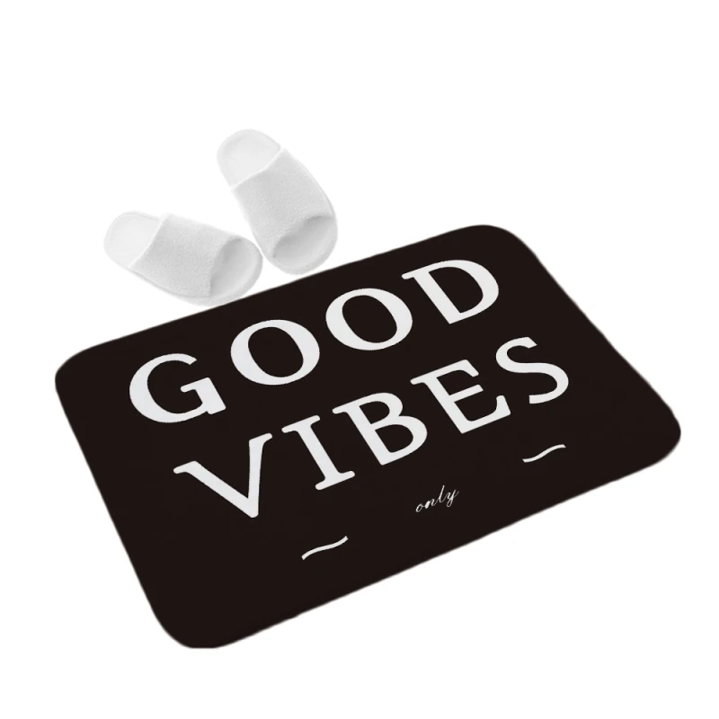 GOOD VIBES Прямоугольный напольный коврик, креативный уникальный дверной коврик, домашний коврик, супер мягкий абсорбирующий коврик для ванной, дверной входной черный коврик, 40 см* 60 см - Цвет: GOOD VIBES
