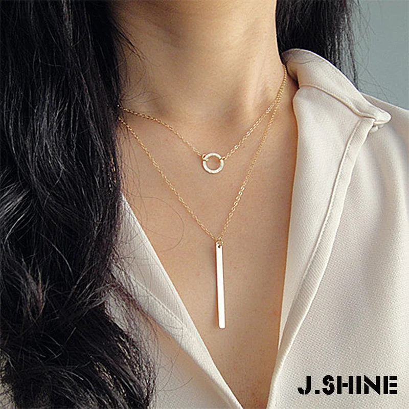 JShine ожерелье в стиле минимализма для женская золотая цепочка геометрический кулон ожерелье колье ожерелье круг Подвески-палочки для женщин