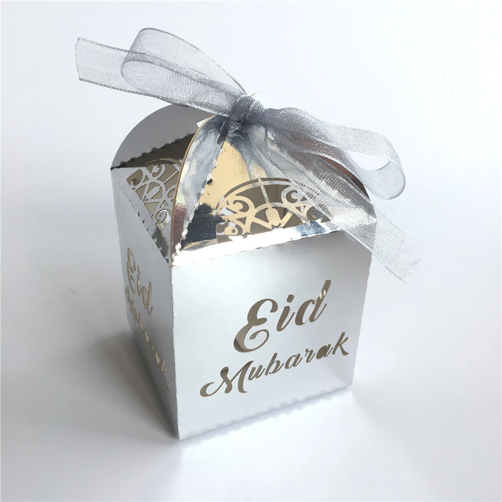 10 шт Золотой Серебряный Eid Mubarak бумажная Подарочная коробка конфетные мешки