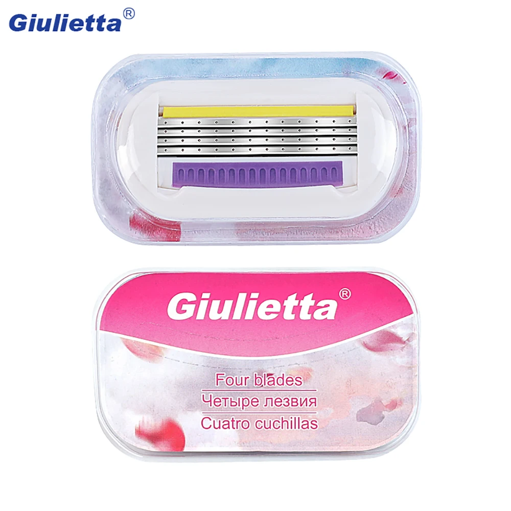 Giulietta Острая Бритва, 4 шт., лезвия для бритвы для женщин, специальное руководство, 4-слойное лезвие, совместимое с Giulietta, бритвенная ручка