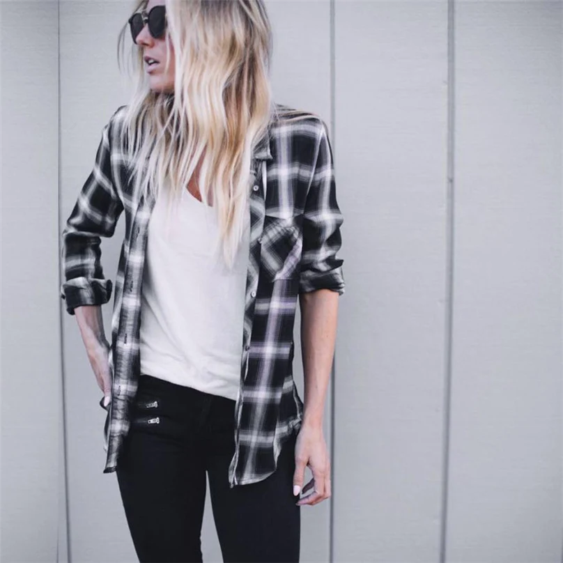 New Brand 2018 Plus Size Women Blouse Shirt Casual Loose Clothing Punk Style Big Plaid S-XL #NNTW |